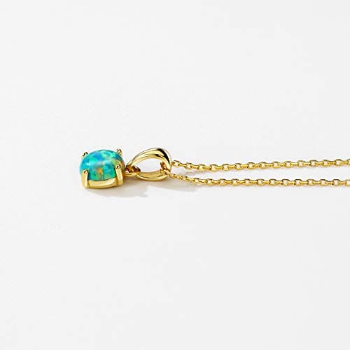 Michooyel Sterling Silver 4 Prong Opal Pendant Necklace 18K Rose Gold Tone