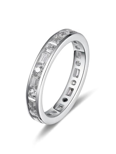 CYW D Color Moissanite Eternity Ring for Women, 925 Sterling Silverrhodium Finish