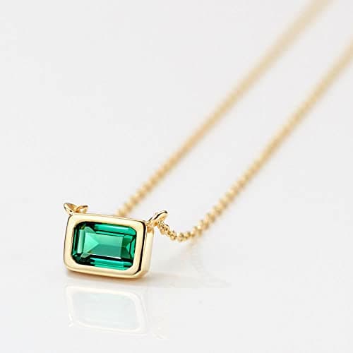 Michooyel S925 1.2ct Lab-created Emerald Necklace for Women