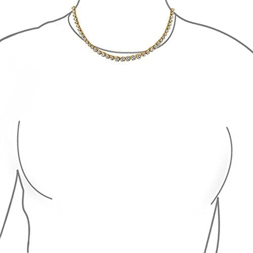 Stunning Silver 14K Gold Plated Rose CZ Bridal Tennis Necklace