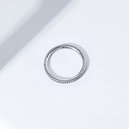 Amazon Essentials Rhodium Plated Double Row Pave Eternity Ring