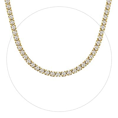 ChainsHouse Classic 3mm Cubic Zirconia Tennis Necklace - Stainless Steel & 18K Gold Plated for Men & Women