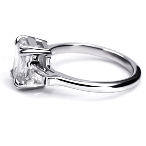TIANYU GEMS 3.0 Carat 3 Stone Moissanite Ring, Sterling Silver & 18K Gold Plated