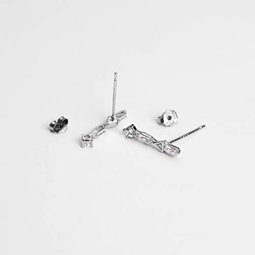 Michooyel S925 CZ Baguette Stud Earrings for Women