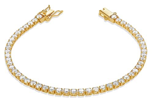 Milla 14K Gold Plated CZ Classic Tennis Bracelet - Women's Gold, Purple, Green, Red - Size 7 Inch