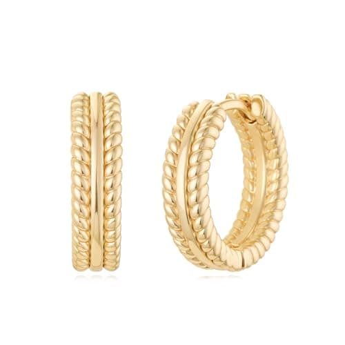 MYEARS 14K Gold Plated Simple Hoop Earrings Hypoallergenic