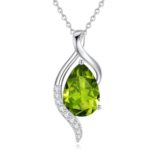 FANCIME Teardrop CZ Sterling Silver Birthstone Necklace for Women, 16+2" Inches, Gentle Love Gift for Mom