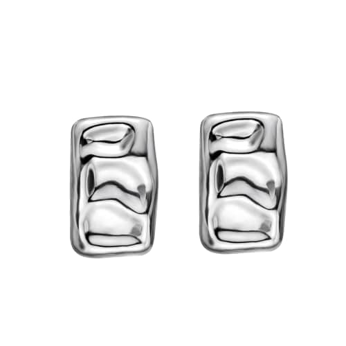 ENVEYO Hammered Geometric Gold Stud Earrings for Women Trendy Square Irregular Chunky Necklace
