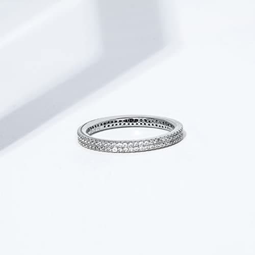 Amazon Essentials Rhodium Plated Double Row Pave Eternity Ring