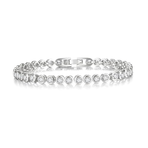 FANZE Classic Women's 14K Gold-Plated 3-5MM CZ Tennis Bracelet