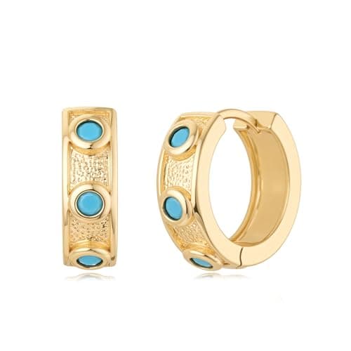 MYEARS 14K Gold Plated Hypoallergenic Women's Gold Earrings Cubic Zirconia Hoop