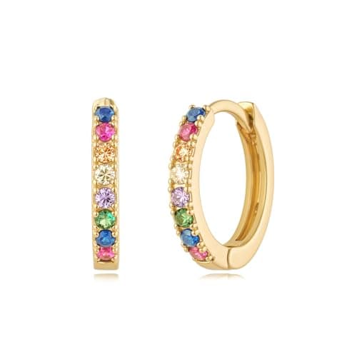 MYEARS 14K Gold Plated Hypoallergenic Women's Gold Earrings Cubic Zirconia Hoop