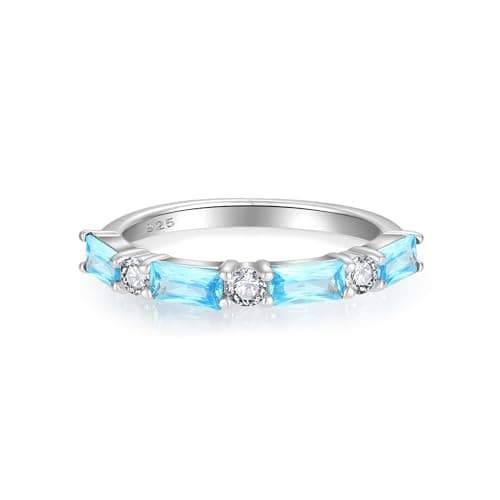Starchenie 925 Sterling Silver Stackable Gemstone Ring for Her | Eternity Ring Size 5-10