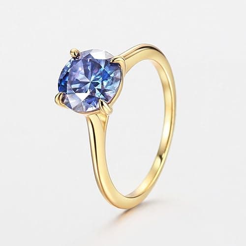 Michooyel 18K Gold Plated Moissanite Engagement Ring for Women
| |0ct PINK/BLUE/GREEN/VIOLET Moissanite Solitaire Promise Ring, Round Brilliant Cut
| VVS Simulated 925 Sterling Silver Rings