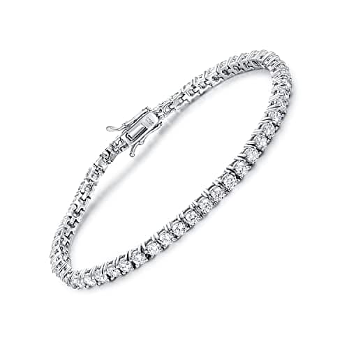 TIKJE 925 Sterling Silver 2-7mm CZ Classic Tennis Bracelet | Women's White Gold Tone Bracelet | Size 6-8.5 inches
