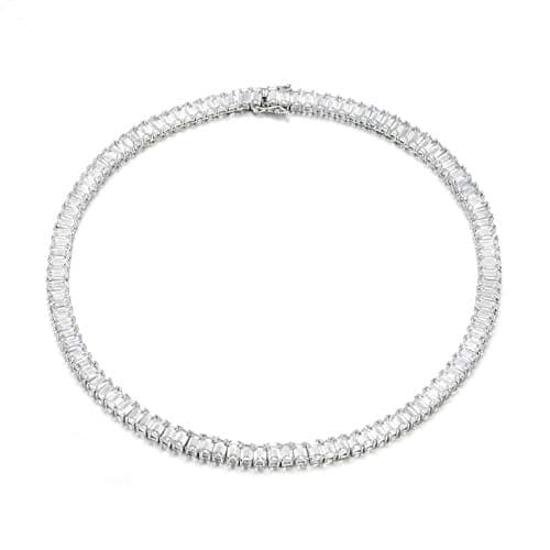 Luxury Cubic Zirconia Emerald Cut Tennis Necklace