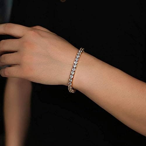 MDFUN Cubic Zirconia Bracelet 18K Gold Plated 6-8.5 inches