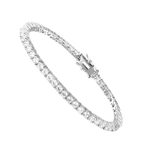 DOJUTI 18K Gold Plated 3mm Round CZ Tennis Bracelet 6-9 inches