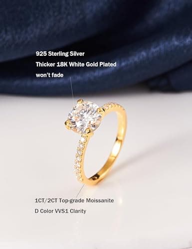 IMOLOVE Moissanite Engagement Ring for Women 1-2CT VVS1 Clarity D Color Promise Ring Size 4-11