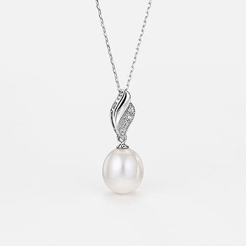 Michooyel Women's Freshwater Pearl & Cubic Zirconia Wave Necklace, 16-18 inch
