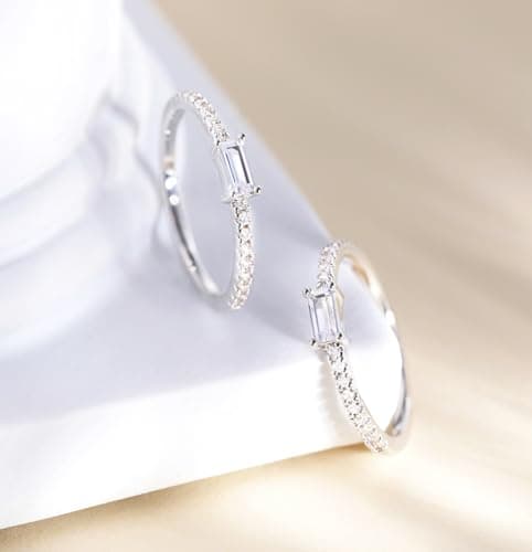 TIGRADE 1.5mm Cubic Zirconia Pave Anniversary Ring for Women