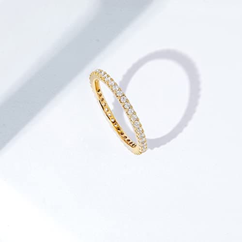 Amazon Essentials Rhodium Plated Single Row Pave Stackable Ring Size