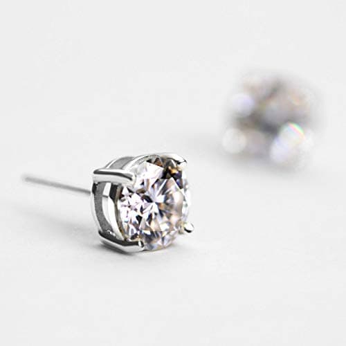 Michooyel Moissanite Stud Earrings D Color VVS1 Round Brilliant Cut 925 Sterling Silver Jewelry