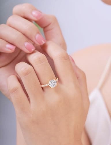 IMOLOVE Moissanite Engagement Ring for Women 1-2CT VVS1 Clarity D Color Promise Ring Size 4-11