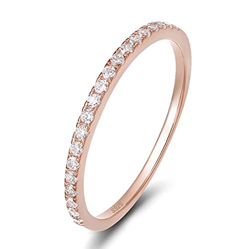 EAMTI 925 Sterling Silver Wedding Band with Cubic Zirconia Size 3-13