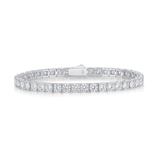 FANCIME 925 Sterling Silver Moissanite Tennis Bracelet 5mm D Color VVS1 Round Cut