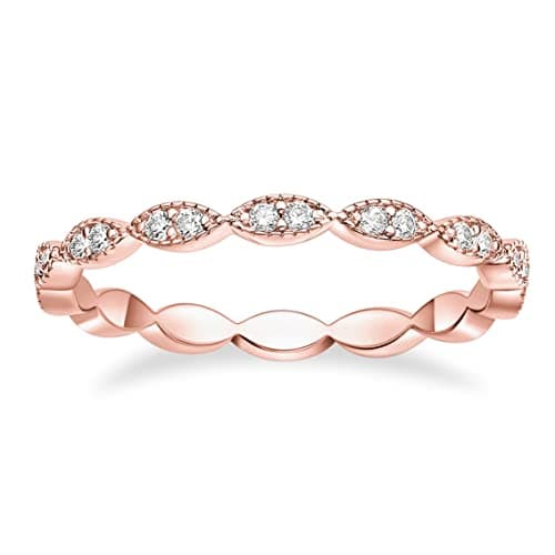 Refined and simplified title: TIGRADE Oval CZ Eternity Ring with Milgrain Detailing, Ideal for Women's Anniversaries and Wedding Bands Sizes 3-13