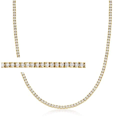 Ross-Simons 1.00 ct. t.w. Diamond Tennis Necklace, 18kt Gold Over Sterling, 16 inches