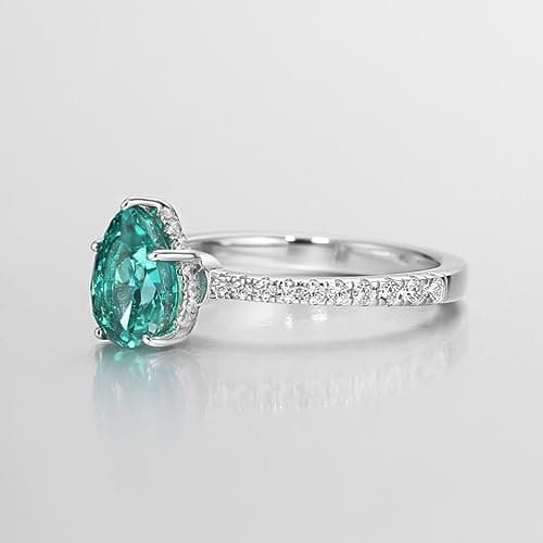 Michooyel S925 1.5ct Green Pear Cut Cubic Zirconia Engagement Ring