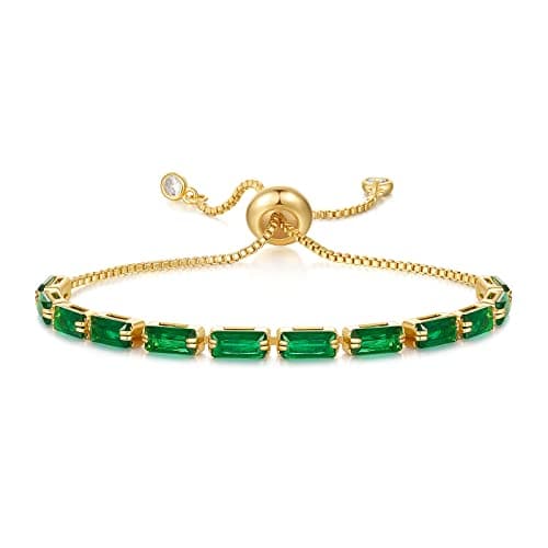 KissYan 14K Gold Plated Cubic Zirconia Adjustable Slider Tennis Bracelet