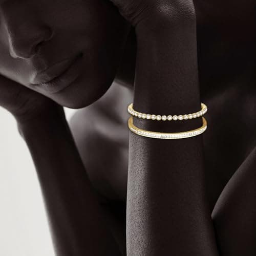 GlmrngDQ 18K Gold Plated Cubic Zirconia Tennis Bracelets for Men & Women, Christmas Gifts for Mom and Friends