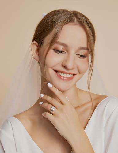 EAMTI 925 Sterling Silver Cushion Cut CZ Rings for Women Engagement Wedding Size 3-11
