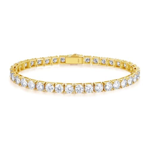 FANCIME 18K Gold Plated Moissanite Tennis Bracelet 4.7-19 Carats