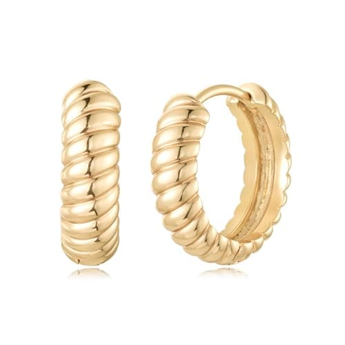 MYEARS 14K Gold Plated Simple Hoop Earrings Hypoallergenic