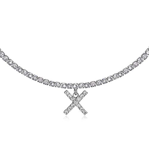 LecAit 14k Gold Plated Initial Choker Necklace with CZ Diamonds for Women