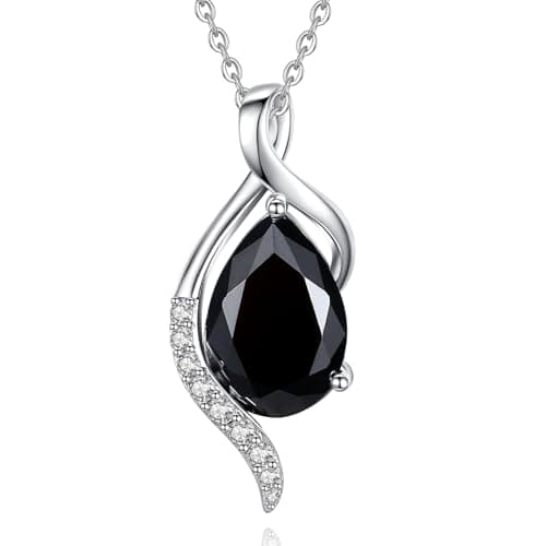 FANCIME Teardrop CZ Sterling Silver Birthstone Necklace for Women, 16+2" Inches, Gentle Love Gift for Mom