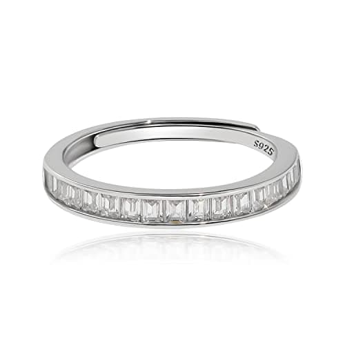 Meissa Meissa 925 Sterling Silver Diamond Channel Ring Gold Size Adjustable