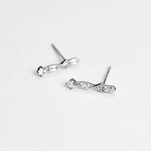 Michooyel S925 CZ Baguette Stud Earrings for Women