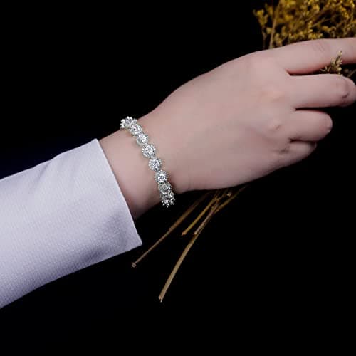 Gemsme 18K Gold Plated Round CZ Tennis Bracelet for Women 6.5-8.5 inch