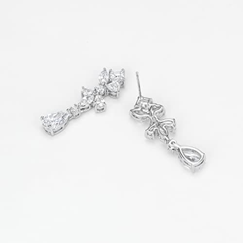 Michooyel Bridal Cubic Zirconia Teardrop Dangle Earrings for Women