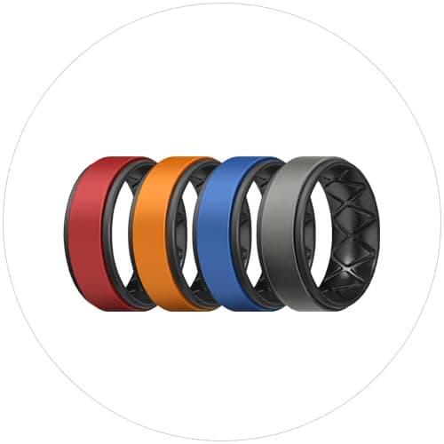 Egnaro Breathable Silicone Wedding Bands for Men - Multipack Step Edge