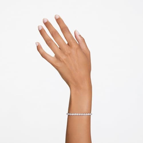 Swarovski Matrix Tennis Bracelet, Clear Round Cut Rhodium Finished