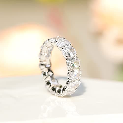 EAMTI Women's Oval Cut Stackable CZ Engagement & Eternity rings Size 3-13