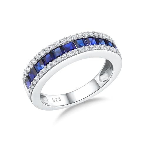 Elegant Sterling Silver Gemstone Wedding Band for Women and Men - Size 6 to 10