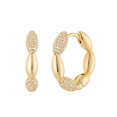 MYEARS 14K Gold Plated Hypoallergenic Women's Gold Earrings Cubic Zirconia Hoop