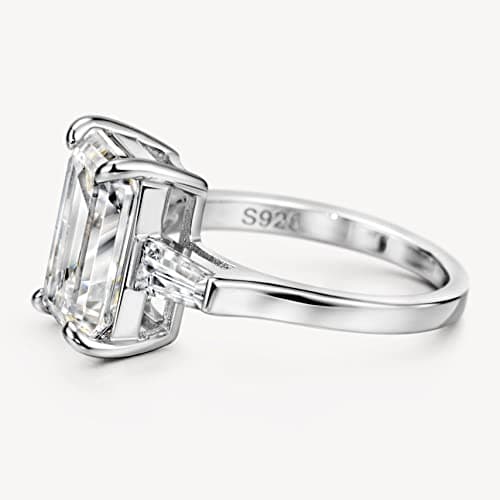 Michooyel S925 Emerald Cut Engagement Ring Necklace Set